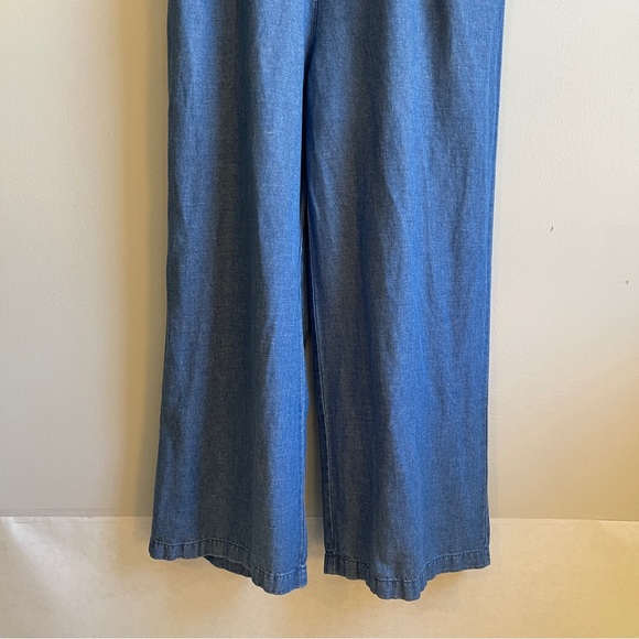 Madewell Chambray Denim Jumpsuit Wide Leg & Pockets, Size 4 - Picture 6 of 11